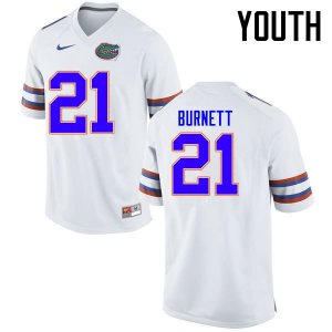 Youth Florida Gators #21 McArthur Burnett NCAA Nike White Authentic Stitched College Football Jersey GBG8162KA